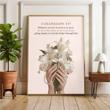 Colossians 3:17 Christian Wall Art | Elegant Floral Scripture Print