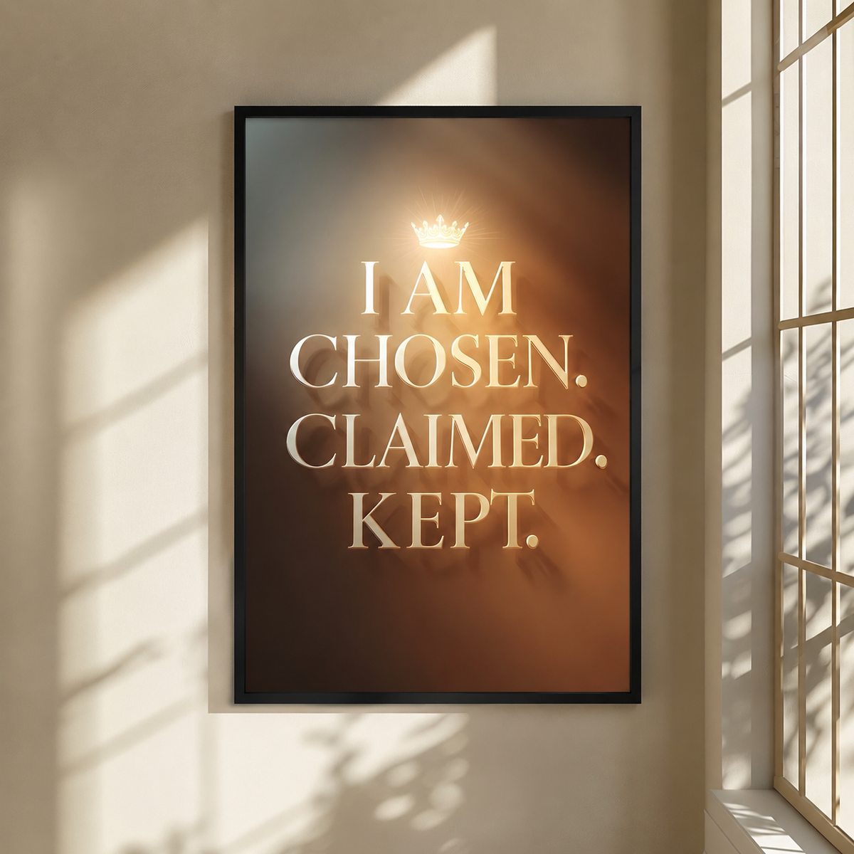 Chosen. Claimed. Kept.  Christian Affirmation Wall Art