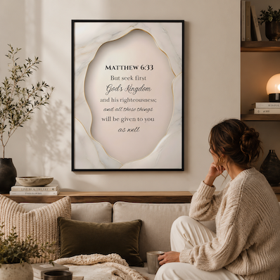 Matthew 6:33 Christian Wall Art | Seek First the Kingdom of God Bible Verse Print