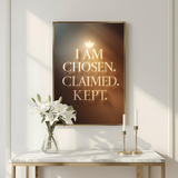 Chosen. Claimed. Kept.  Christian Affirmation Wall Art