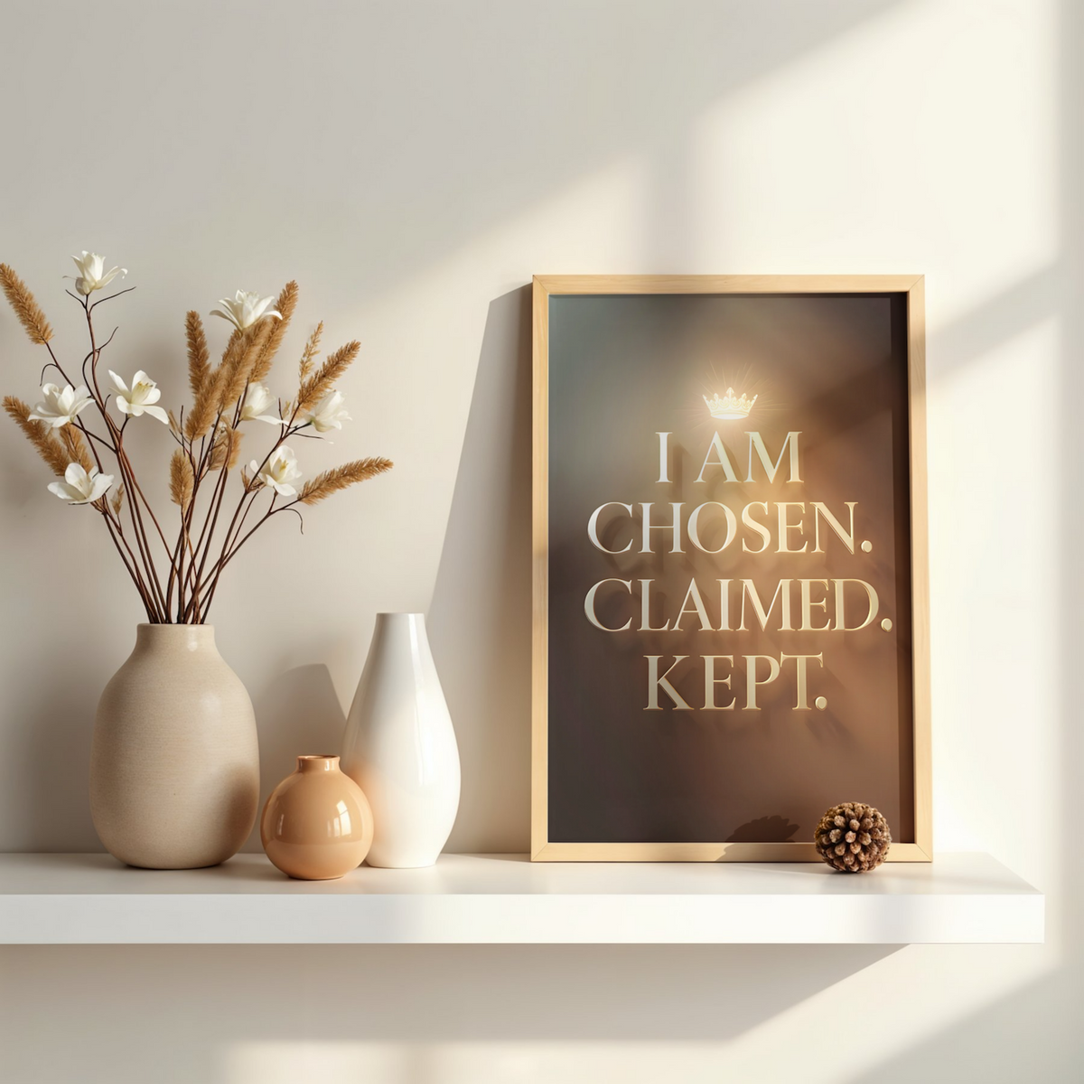 Chosen. Claimed. Kept.  Christian Affirmation Wall Art