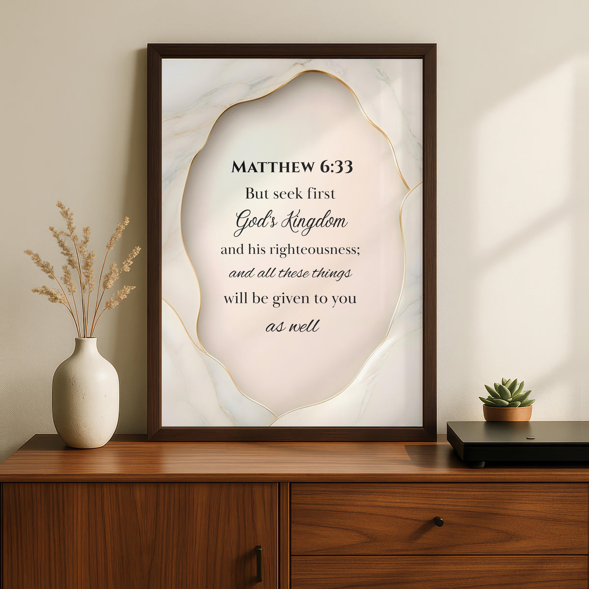 Matthew 6:33 Christian Wall Art | Seek First the Kingdom of God Bible Verse Print