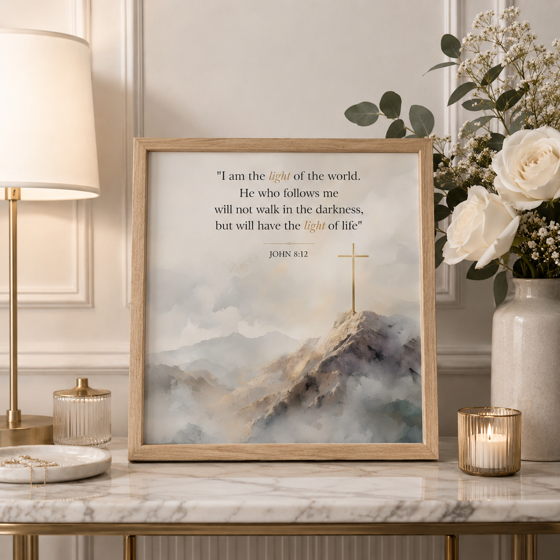 I Am the Light of the World | John 8:12 Bible Verse Wall Art