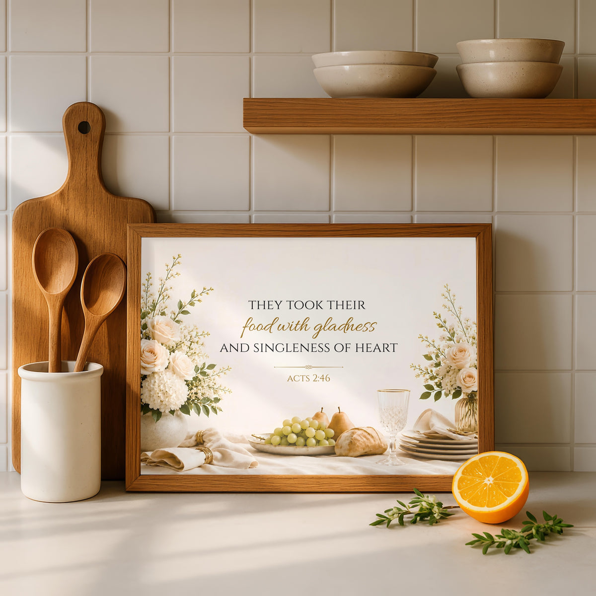 Acts 2:46 Bible Verse | Christian Kitchen Wall Art