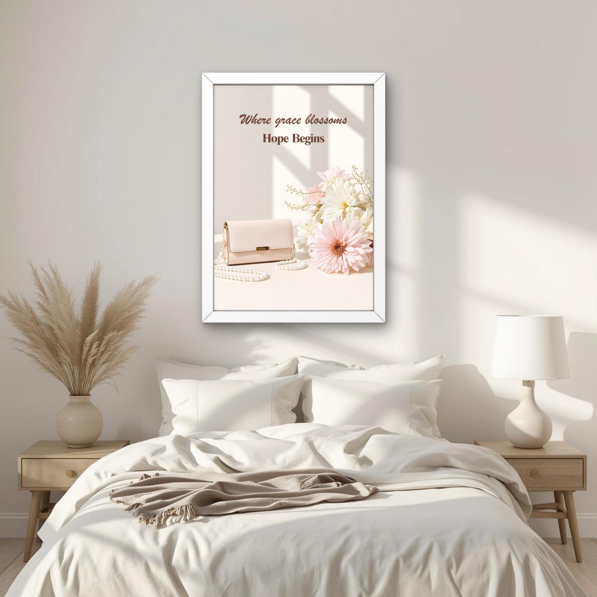 Where Grace Blossoms, Hope Begins Wall Art | Christian Affirmation Print | Feminine Faith Home Decor