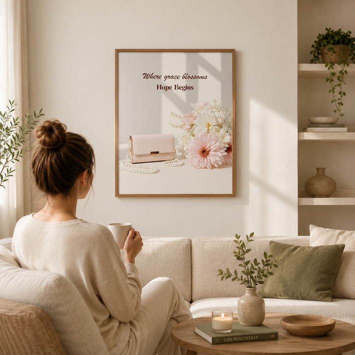 Where Grace Blossoms, Hope Begins | Christian Affirmation Wall Art