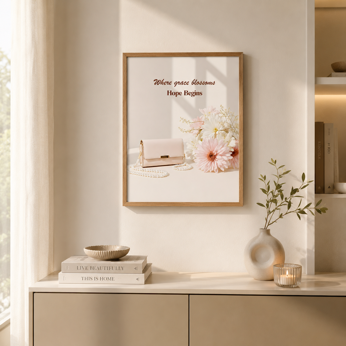 Where Grace Blossoms, Hope Begins Wall Art | Christian Affirmation Print | Feminine Faith Home Decor