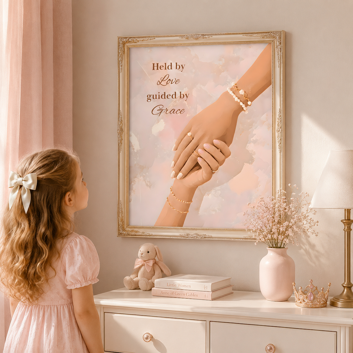 Held by Love, Guided by Grace Wall Art | Christian Affirmation Print | Feminine Faith Poster
