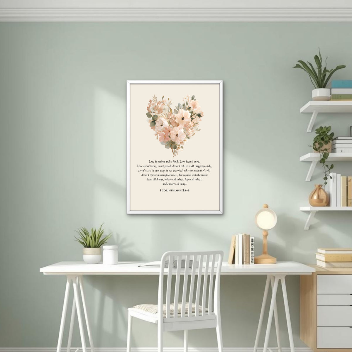 Love Is Patient Wall Art | 1 Corinthians 13:4–8 Bible Verse Print