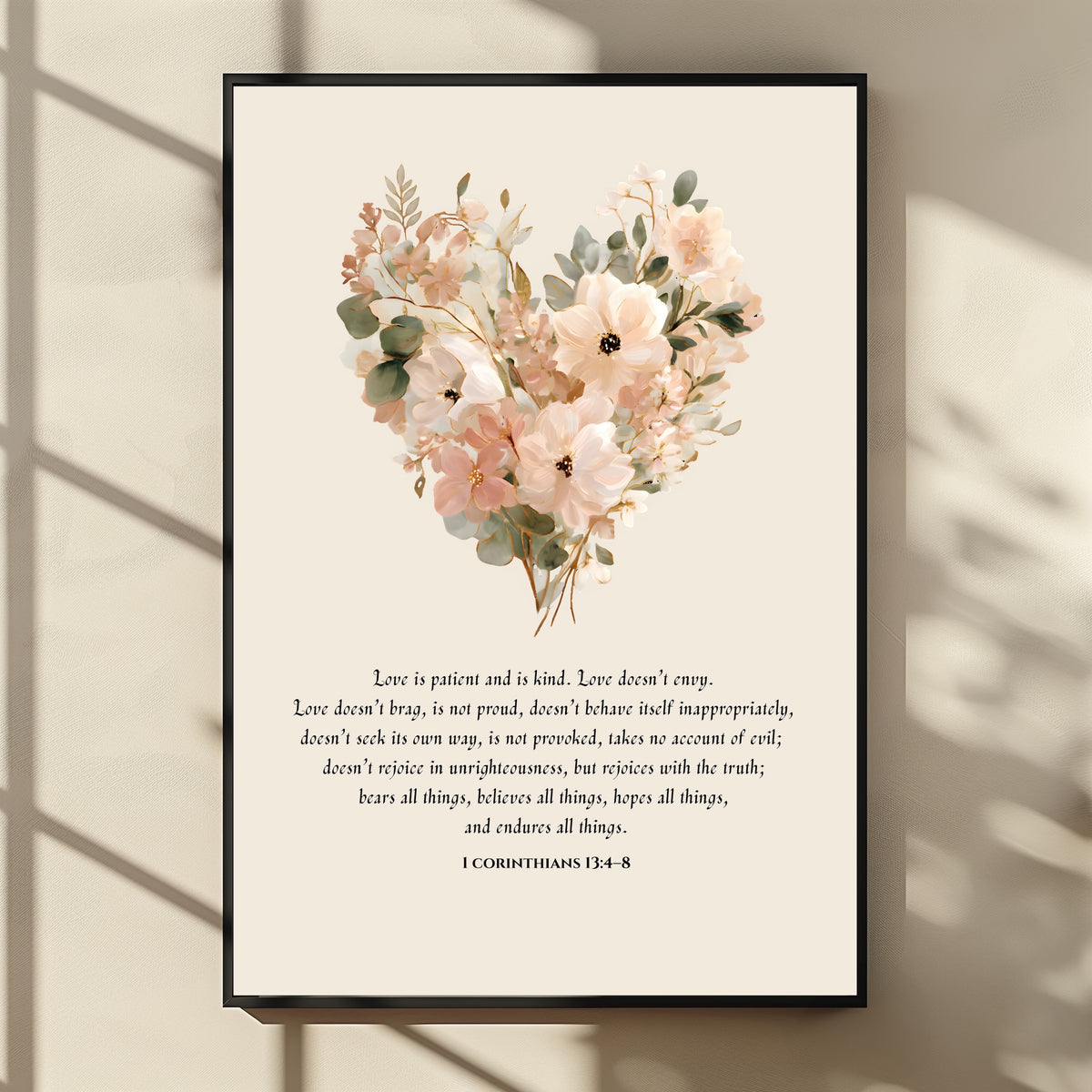 Love Is Patient Wall Art | 1 Corinthians 13:4–8 Bible Verse Print