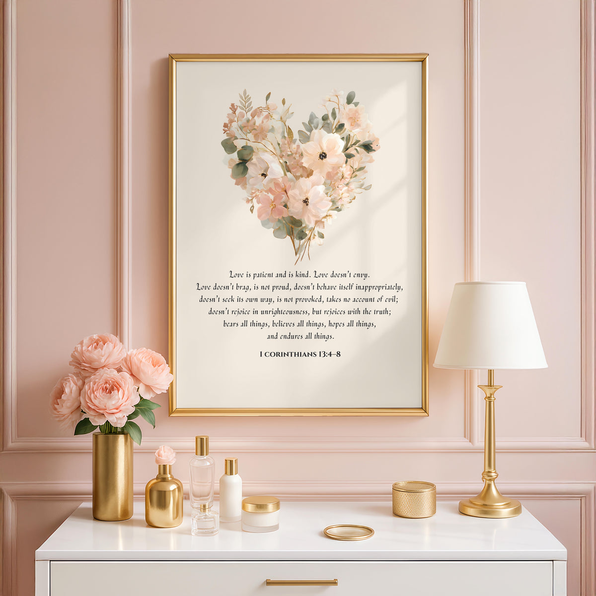 Love Is Patient Wall Art | 1 Corinthians 13:4–8 Bible Verse Print