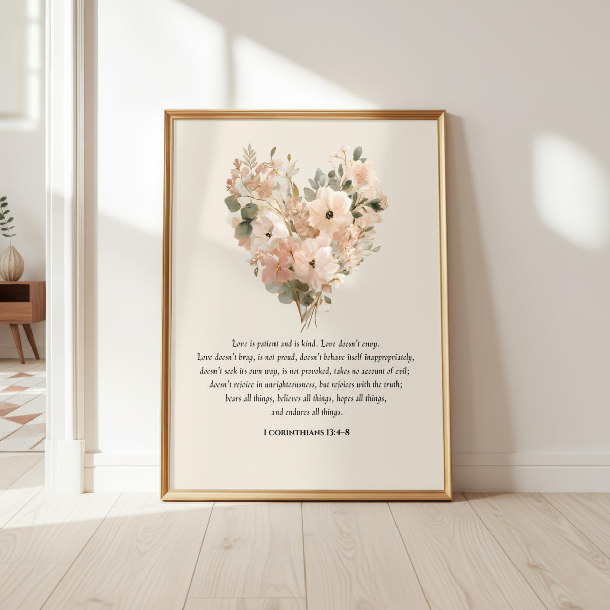 1 Corinthians 13:4–8 Bible Verse | Christian Wall Art