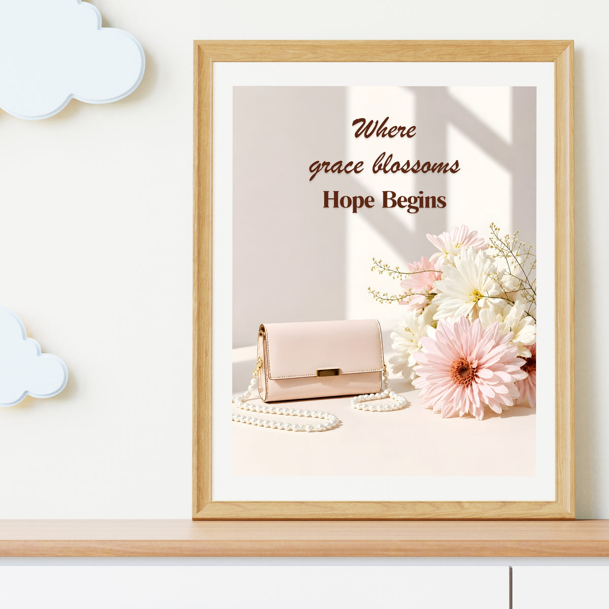 Where Grace Blossoms, Hope Begins | Christian Affirmation Wall Art
