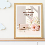 Where Grace Blossoms, Hope Begins | Christian Affirmation Wall Art