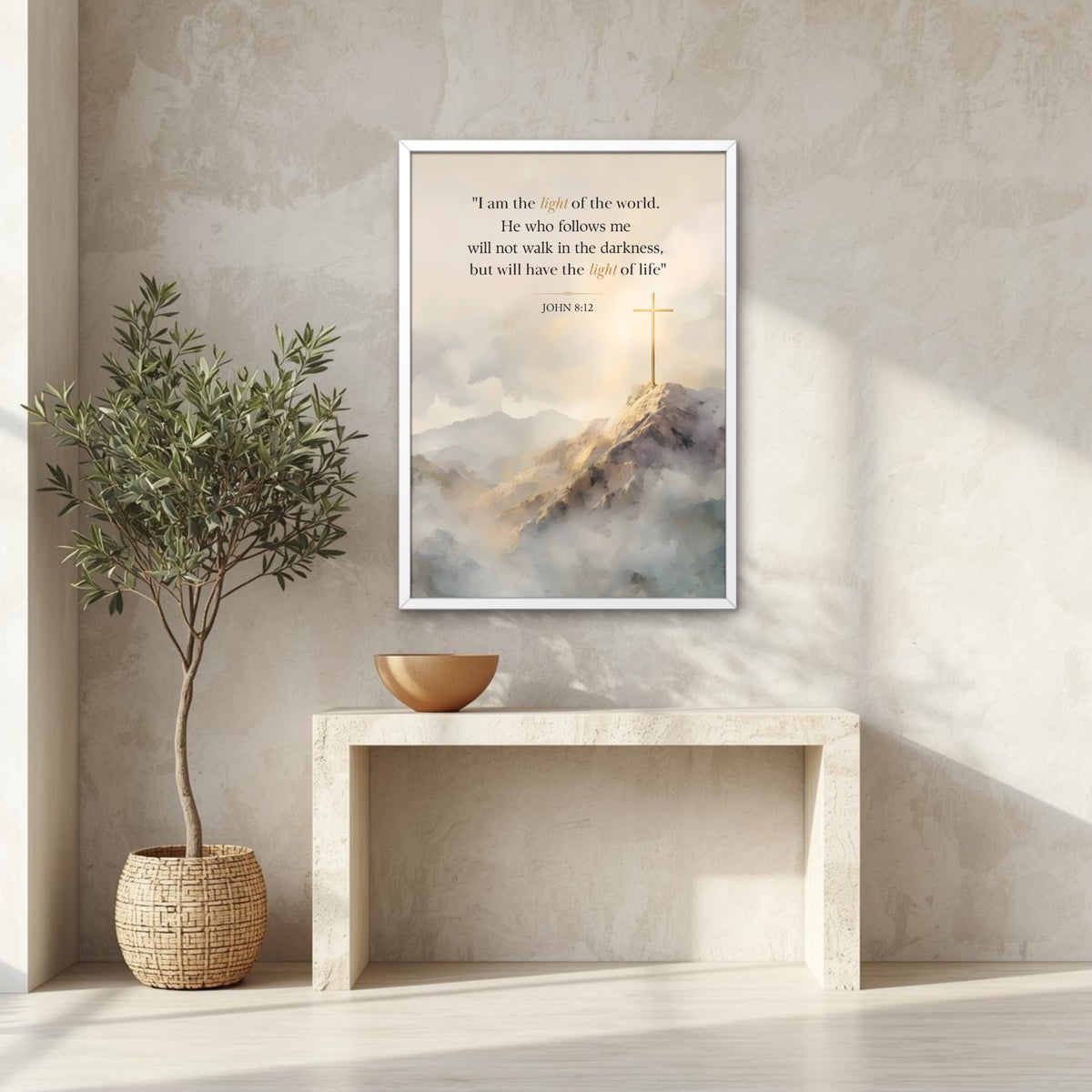 I Am the Light of the World | John 8:12 Bible Verse Wall Art