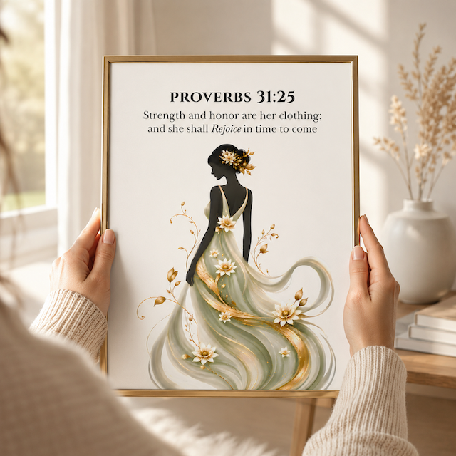 Strength and Honour Christian Print |Proverbs 31:25 Bible Verse Wall Art