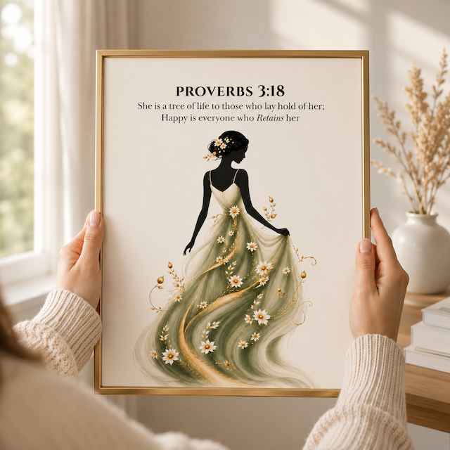 Tree of Life Christian Print | Proverbs 3:18 Bible Verse Wall Art