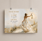 Guided by His Word - Psalm 119:105 | Bible Verse Art