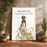 Strength and Honour Christian Print |Proverbs 31:25 Bible Verse Wall Art