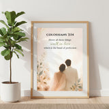 Walk in Love Christian Wall Art | Colossians 3:14 Bible Verse Print