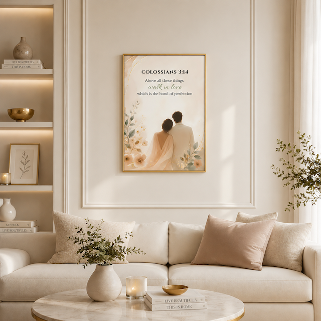 Walk in Love Christian Wall Art | Colossians 3:14 Bible Verse Print
