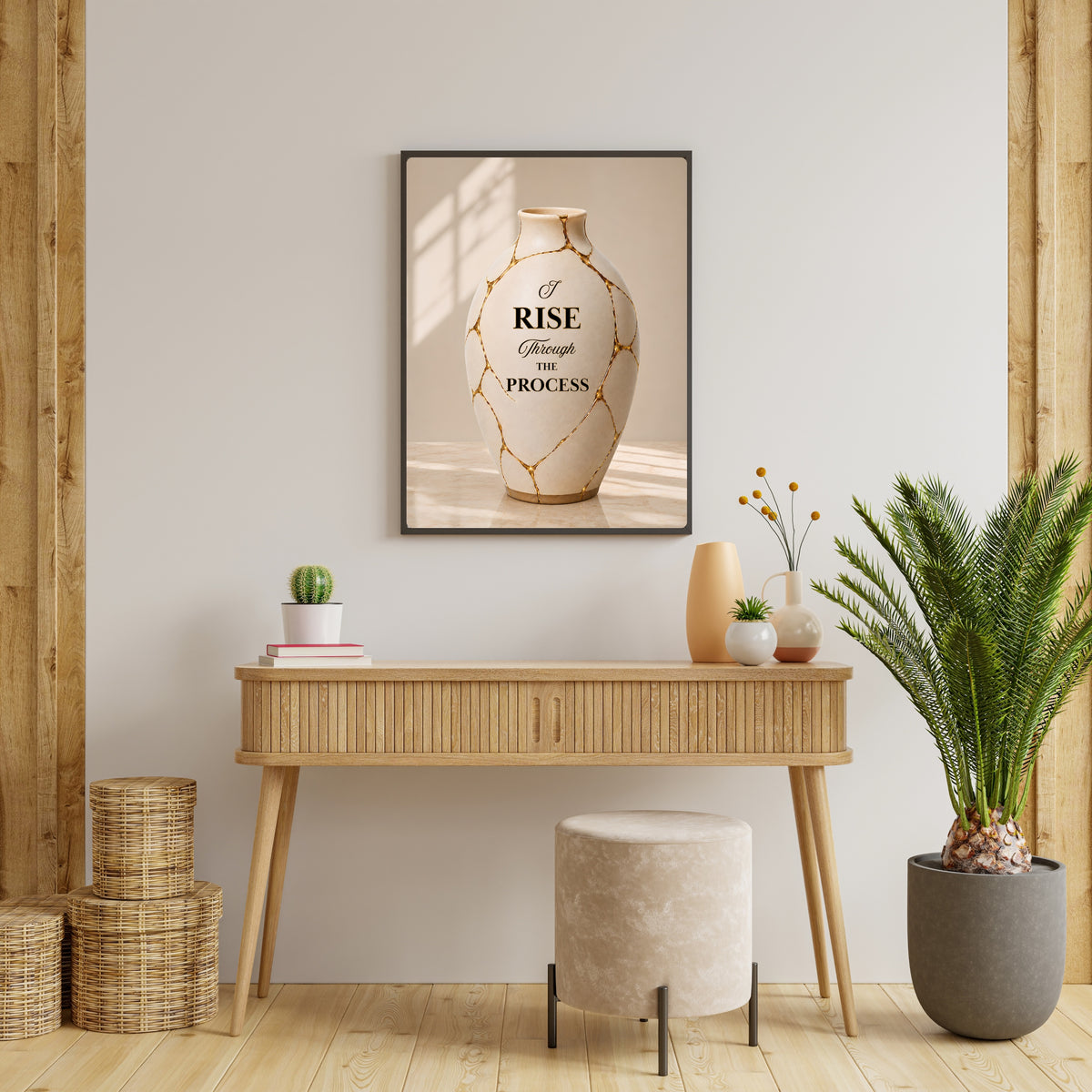 I Rise Through the Process Wall Art | Christian Affirmation Print | Kintsugi Vase