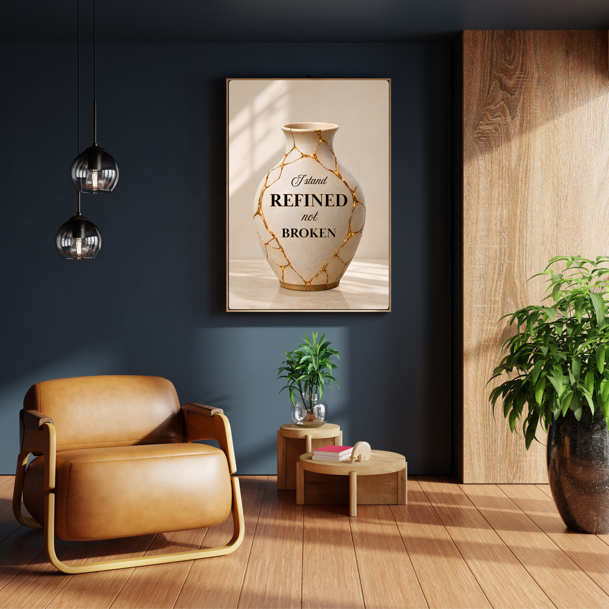 I Stand Refined, Not Broken Wall Art | Christian Affirmation Print | Kintsugi Vase