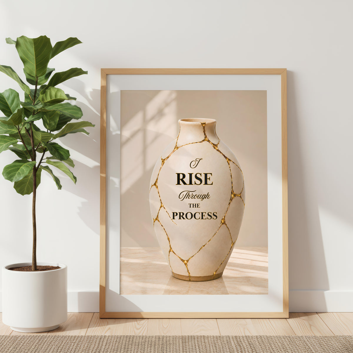 I Rise Through the Process Wall Art | Christian Affirmation Print | Kintsugi Vase