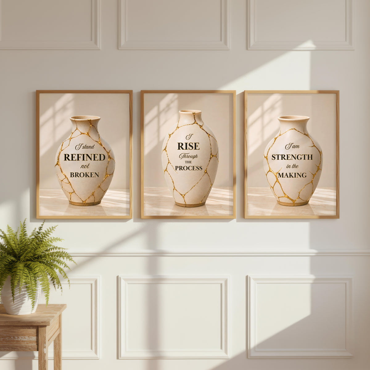 I Rise Through the Process Wall Art | Christian Affirmation Print | Kintsugi Vase
