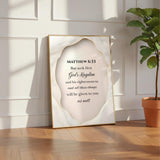 Matthew 6:33 Christian Wall Art | Seek First the Kingdom of God Bible Verse Print